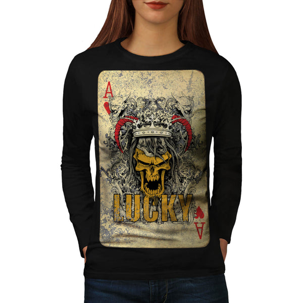 Skull Beast Cards Art Womens Long Sleeve T-Shirt