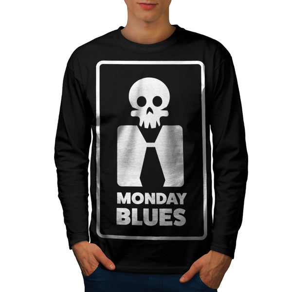 Monday Blues Skull Mens Long Sleeve T-Shirt