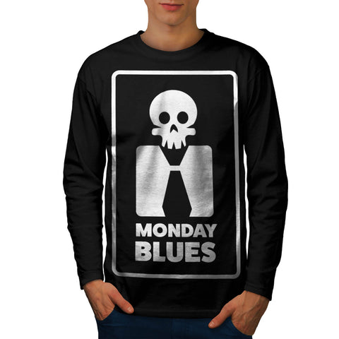 Monday Blues Skull Mens Long Sleeve T-Shirt