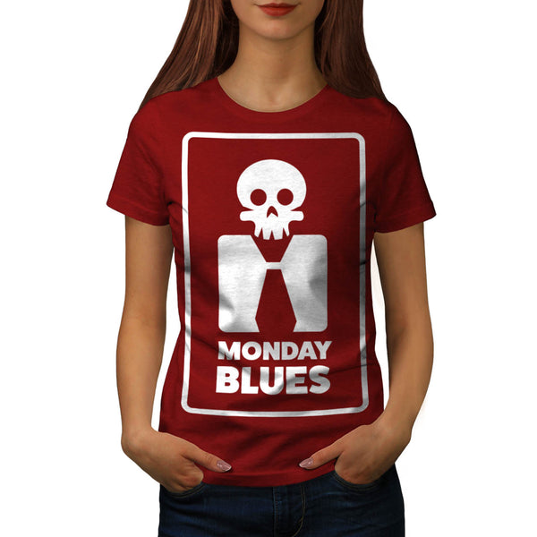 Monday Blues Skull Womens T-Shirt
