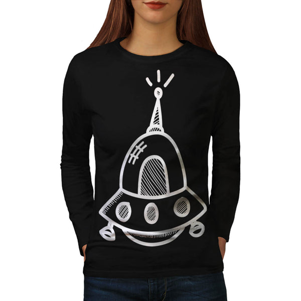 UFO Alien Spaceship Womens Long Sleeve T-Shirt