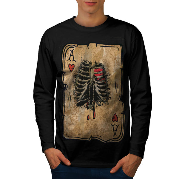 Skeleton Ace Hearts Mens Long Sleeve T-Shirt