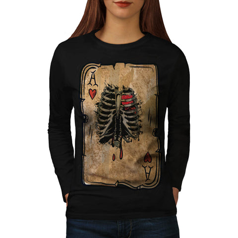 Skeleton Ace Hearts Womens Long Sleeve T-Shirt