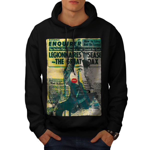 Newspaper Portrait Mens Hoodie