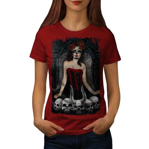 Scary Skull Sexy Girl Womens T-Shirt