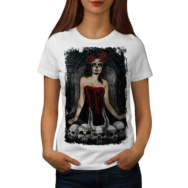 Scary Skull Sexy Girl Womens T-Shirt