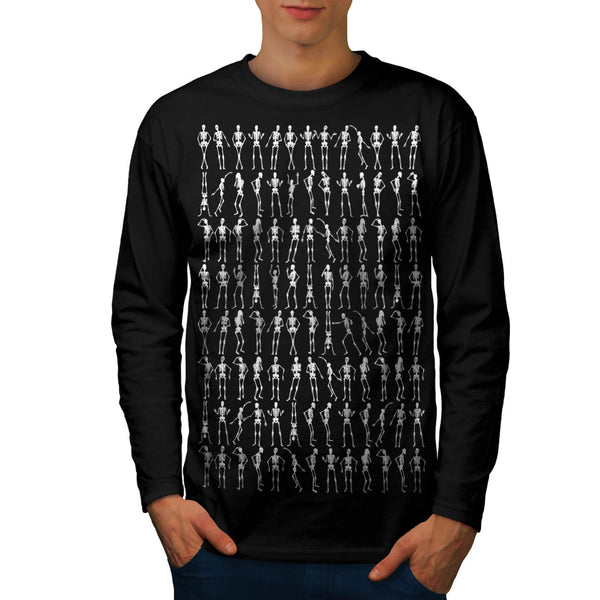 Skull Body Horror Art Mens Long Sleeve T-Shirt