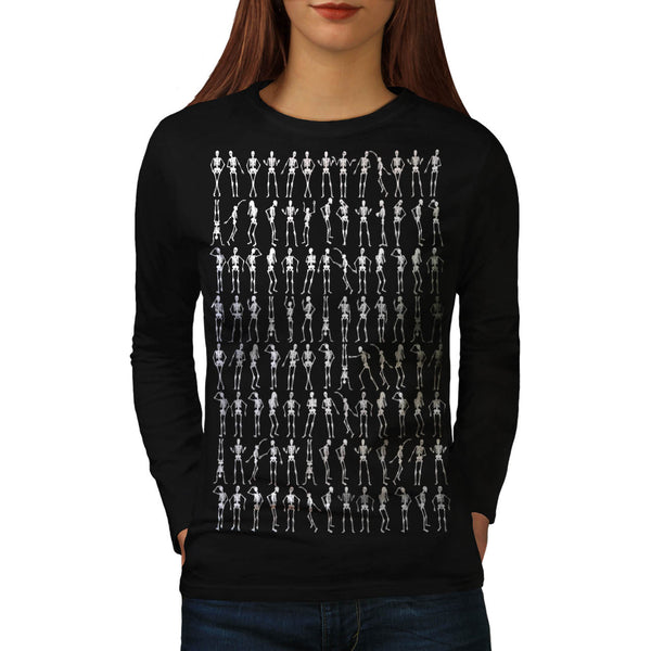 Skull Body Horror Art Womens Long Sleeve T-Shirt