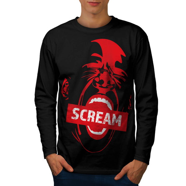 Human Face Scream Mens Long Sleeve T-Shirt