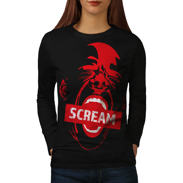 Human Face Scream Womens Long Sleeve T-Shirt