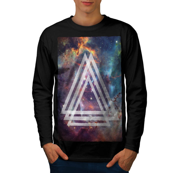 Multi Triangle Space Mens Long Sleeve T-Shirt