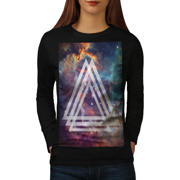 Multi Triangle Space Womens Long Sleeve T-Shirt