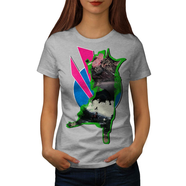 Animal Cat Playful Womens T-Shirt