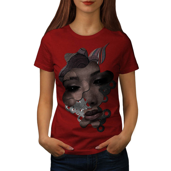 Mechanical Lady Face Womens T-Shirt