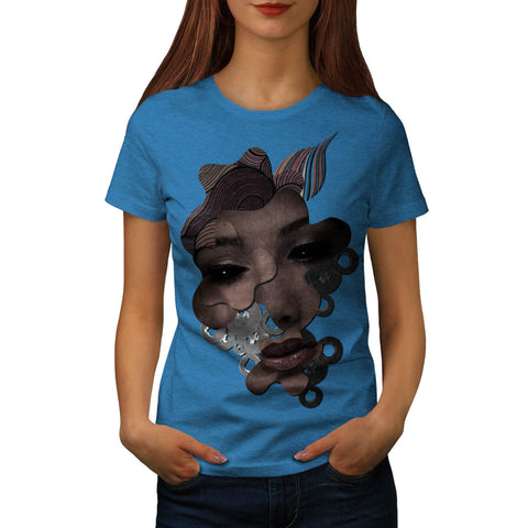 Mechanical Lady Face Womens T-Shirt