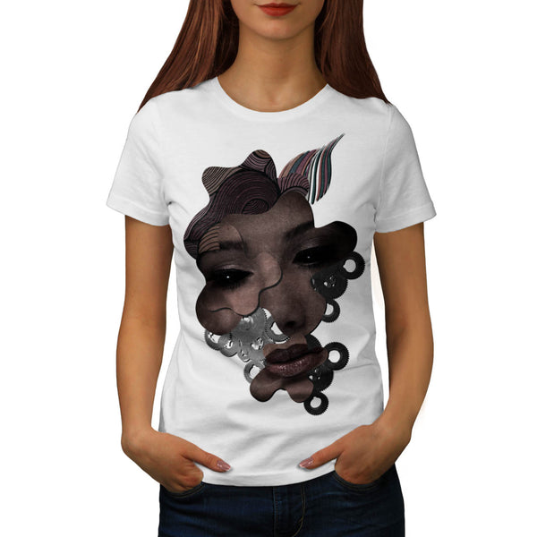 Mechanical Lady Face Womens T-Shirt