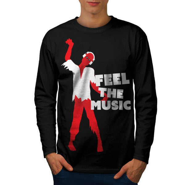 Feel The Music Zombie Mens Long Sleeve T-Shirt