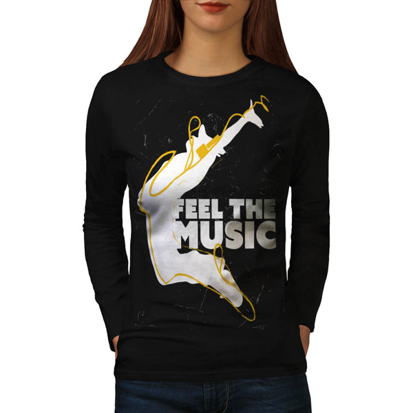 Feel The Music Jump Womens Long Sleeve T-Shirt