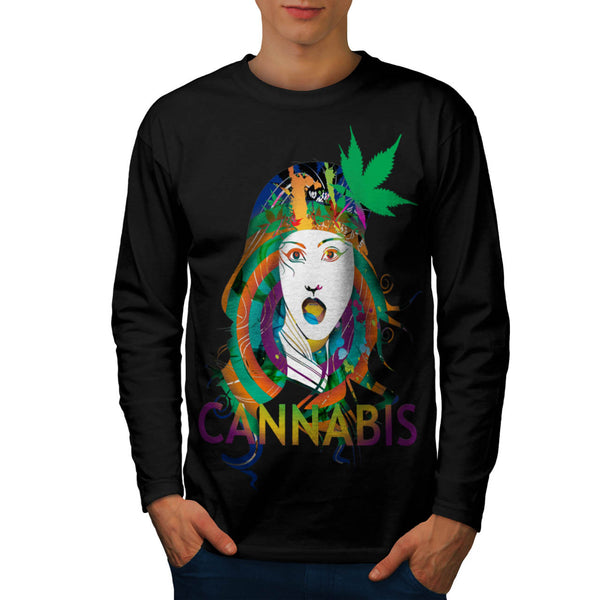 Cannabis Weed Print Mens Long Sleeve T-Shirt