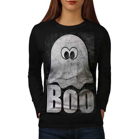Funny Spooky Ghost Womens Long Sleeve T-Shirt