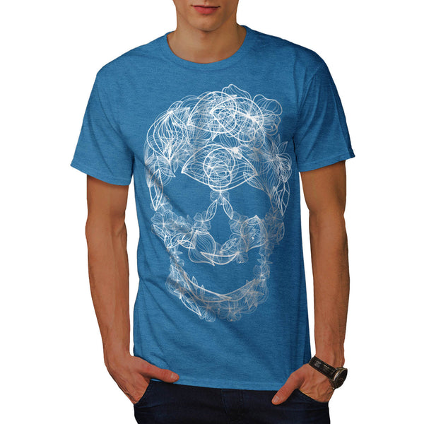 Skull Rose Flowers Mens T-Shirt