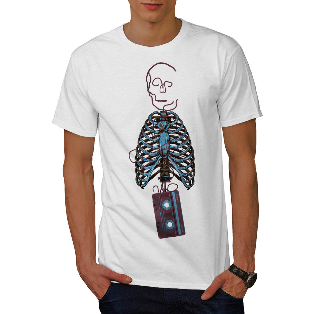 Skeleton Tape Music Mens T-Shirt