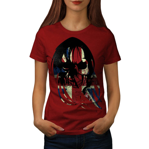 Union Jack UK Skull Womens T-Shirt