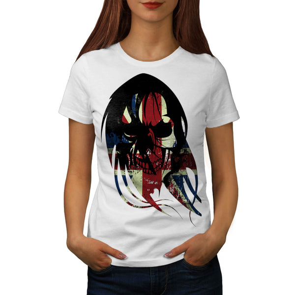 Union Jack UK Skull Womens T-Shirt