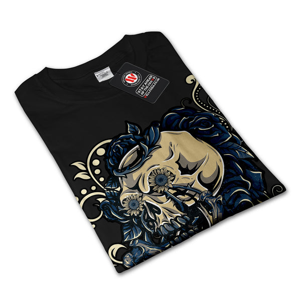 Skull Rose Flowers Mens Long Sleeve T-Shirt