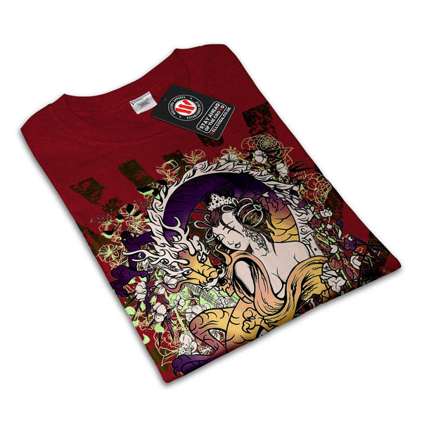 Japan Geisha Dragon Womens T-Shirt
