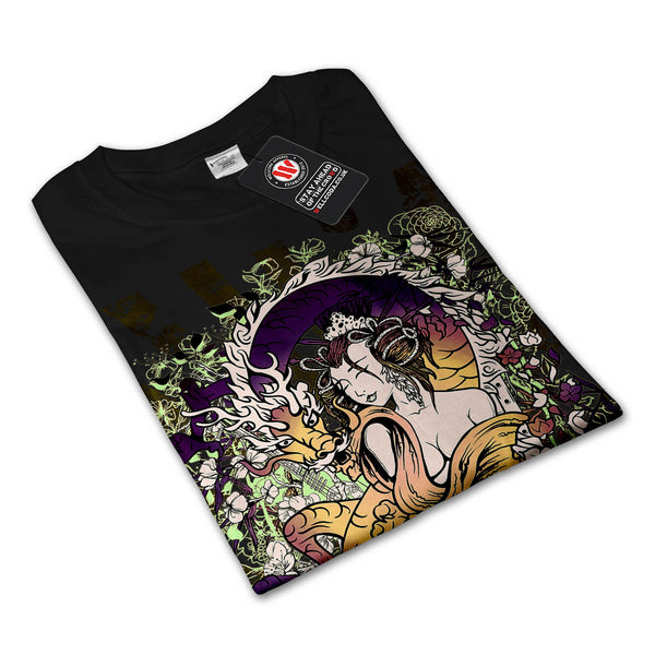 Japan Geisha Dragon Womens Long Sleeve T-Shirt