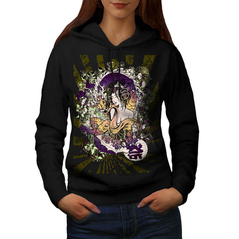 Japan Geisha Dragon Womens Hoodie