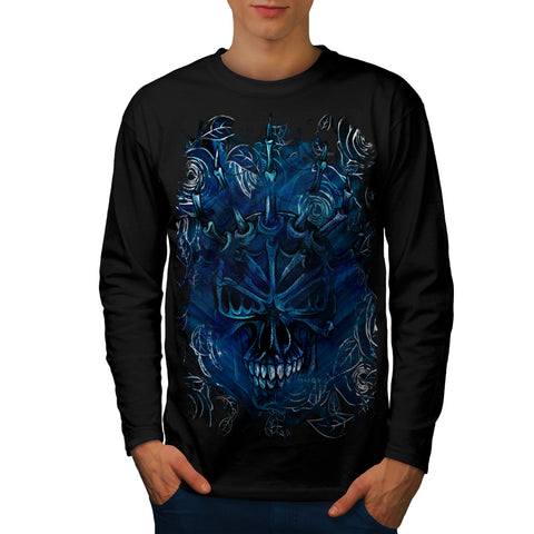 Skull Rose Flowers Mens Long Sleeve T-Shirt