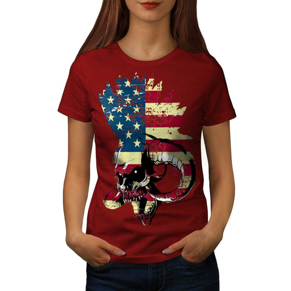 American USA Skull Womens T-Shirt