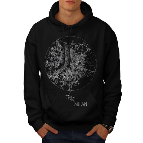 Italy Milan City Map Mens Hoodie