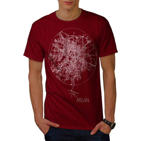 Italy Milan City Map Mens T-Shirt