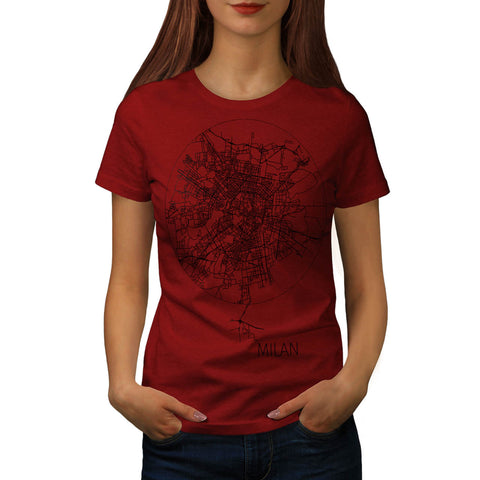 Italy Milan City Map Womens T-Shirt