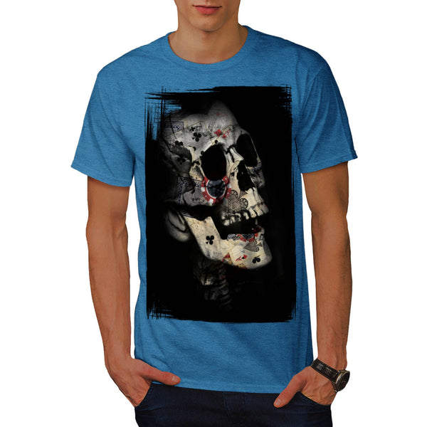 Skull Cards Head Art Mens T-Shirt