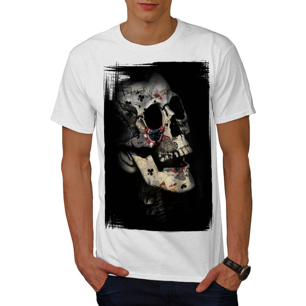 Skull Cards Head Art Mens T-Shirt