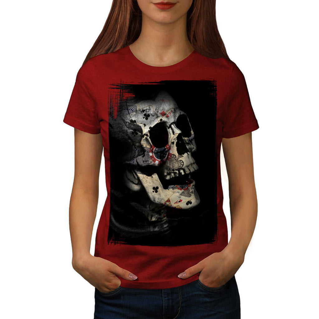Skull Cards Head Art Womens T-Shirt