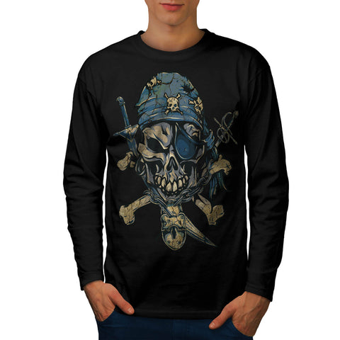 Skull Pirate Head Art Mens Long Sleeve T-Shirt