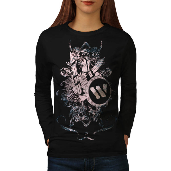 Skull Warrior Devil Womens Long Sleeve T-Shirt