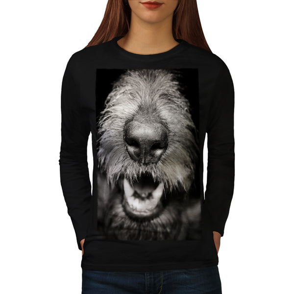 Dog Close Up Face Womens Long Sleeve T-Shirt