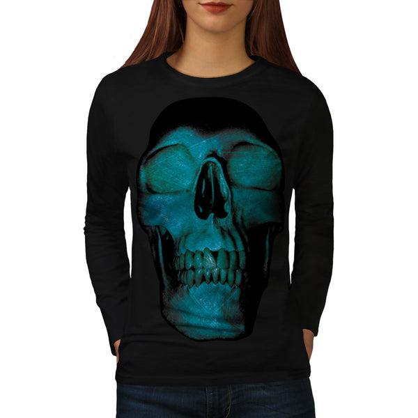Skull Head Evil Glow Womens Long Sleeve T-Shirt