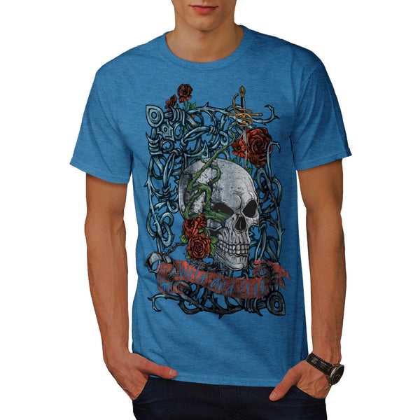Skull Rose Flower Art Mens T-Shirt