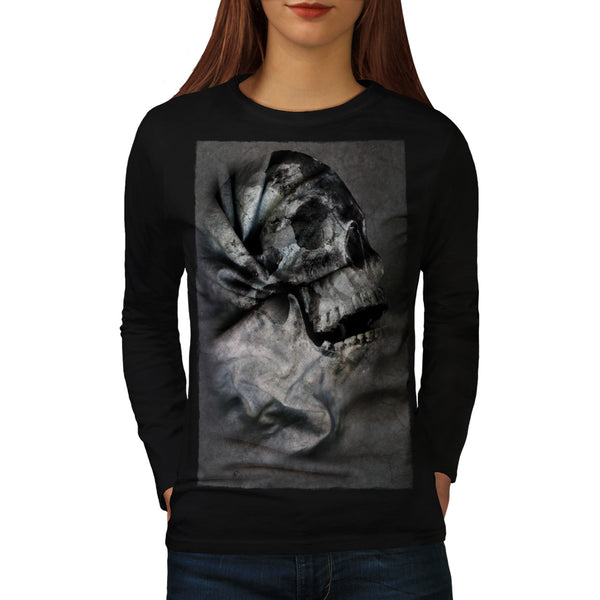 Skull Head Horror Art Womens Long Sleeve T-Shirt