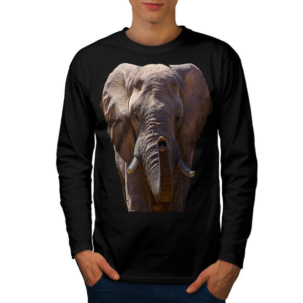Wild Elephant Head Mens Long Sleeve T-Shirt
