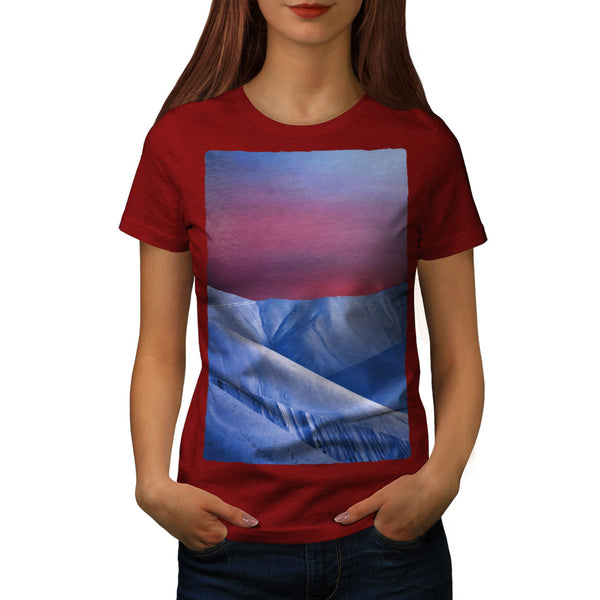 Sun Set Snow Mountain Womens T-Shirt