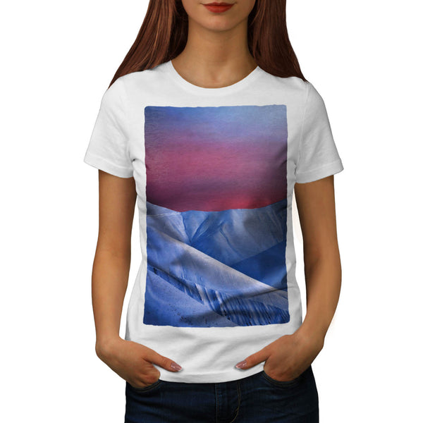 Sun Set Snow Mountain Womens T-Shirt