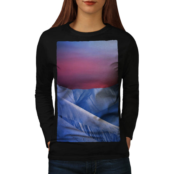 Sun Set Snow Mountain Womens Long Sleeve T-Shirt